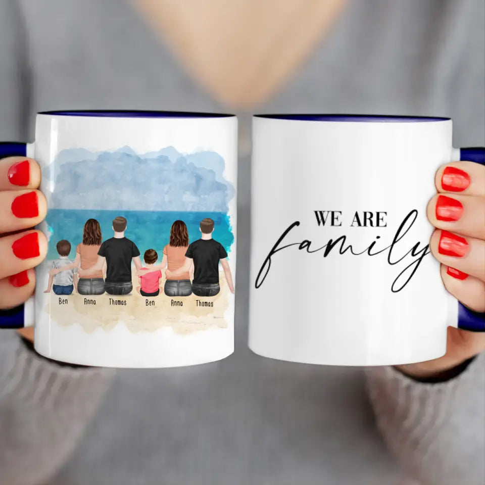 Personalisierte Tasse - 2 Familien mit 1 Kind + 1 Baby