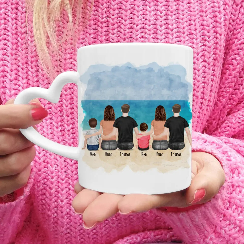 Personalisierte Tasse - 2 Familien mit 1 Kind + 1 Baby