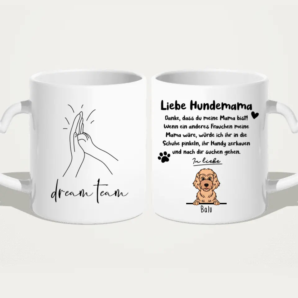 Personalisierte Tasse - Hundemama/Hundepapa (1-6 Hunde) (gezeichnet)