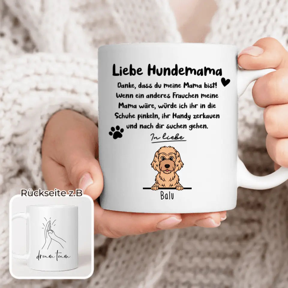 Personalisierte Tasse - Hundemama/Hundepapa (1-6 Hunde) (gezeichnet)