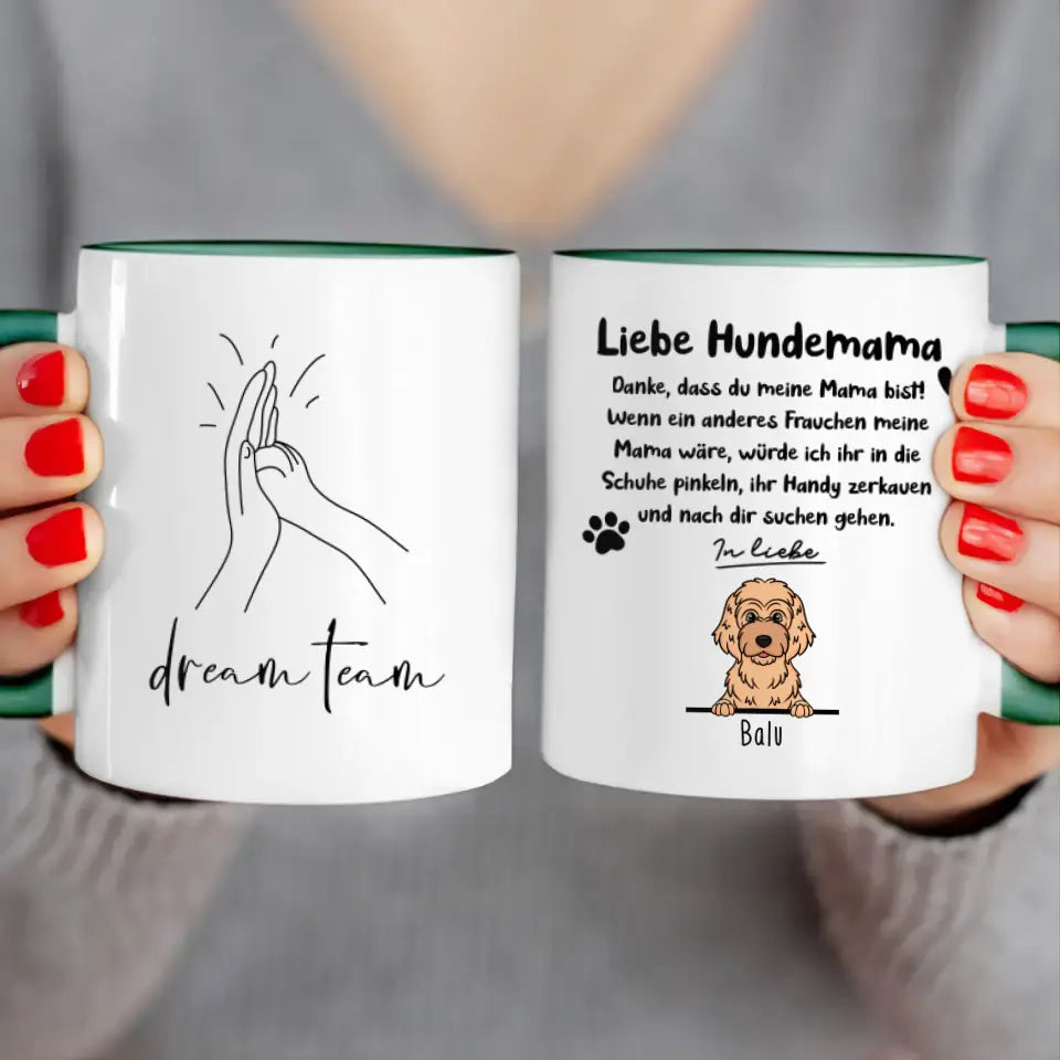 Personalisierte Tasse - Hundemama/Hundepapa (1-6 Hunde) (gezeichnet)