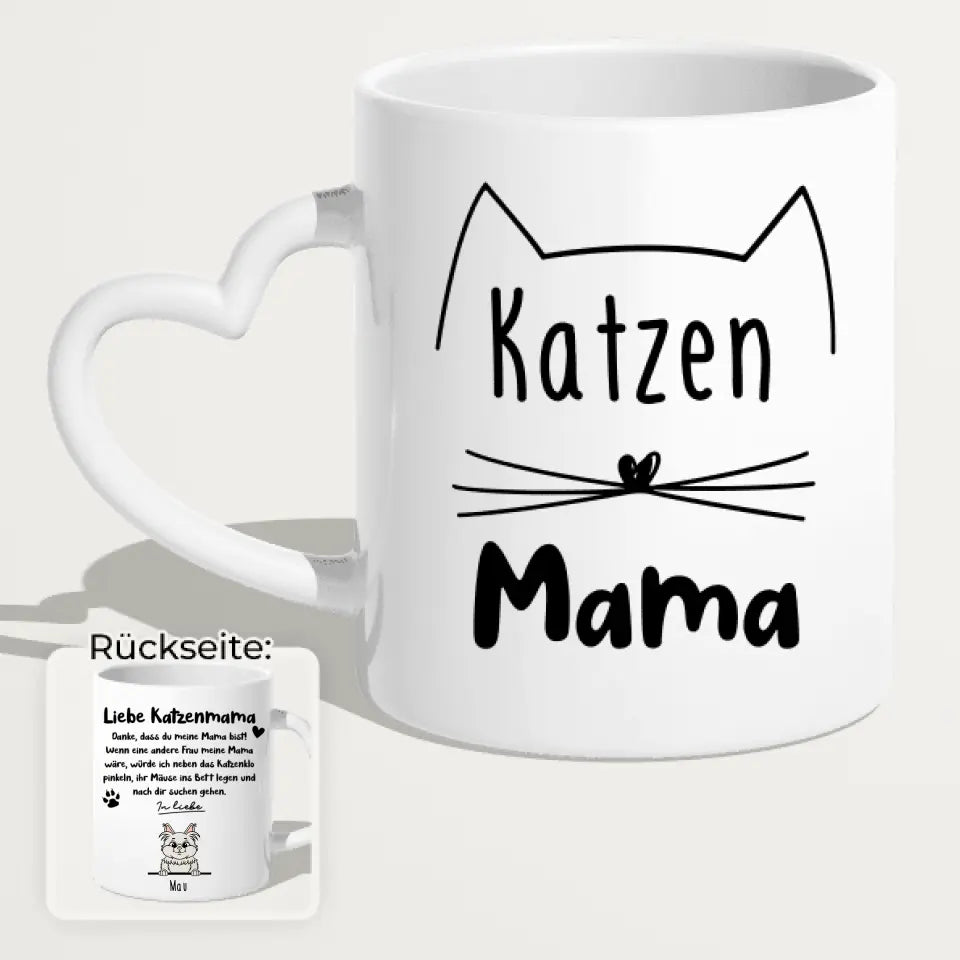 Personalisierte Tasse - Katzenmama/Katzenpapa (1-6 Katzen) (gezeichnet)