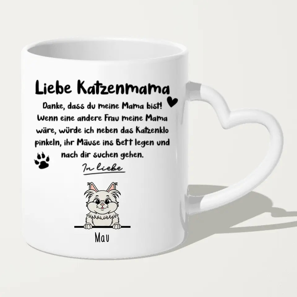 Personalisierte Tasse - Katzenmama/Katzenpapa (1-6 Katzen) (gezeichnet)