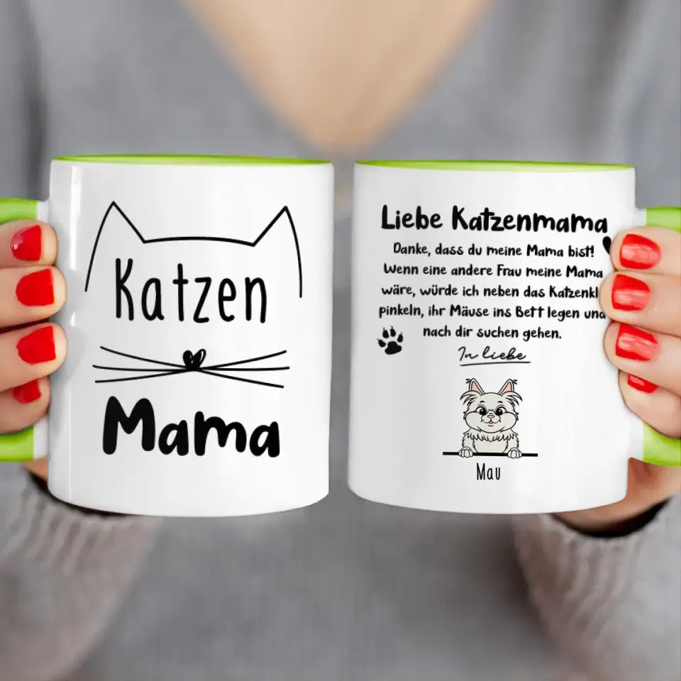 Personalisierte Tasse - Katzenmama/Katzenpapa (1-6 Katzen) (gezeichnet)