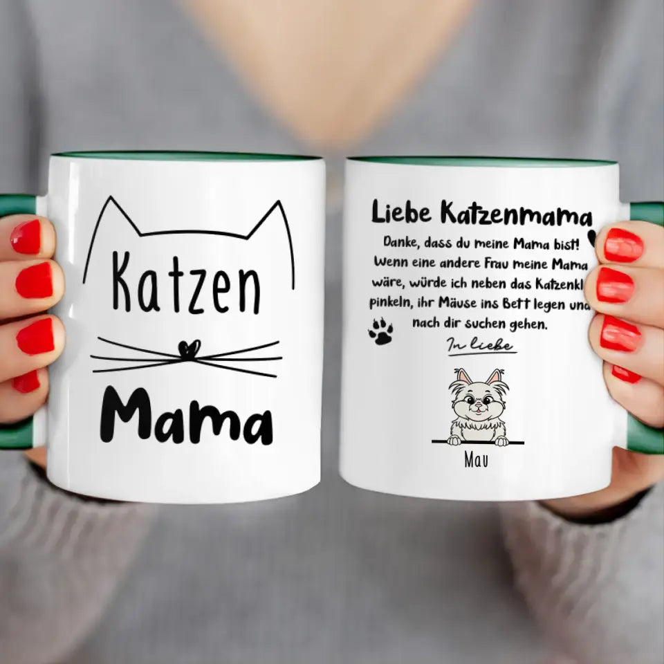 Personalisierte Tasse - Katzenmama/Katzenpapa (1-6 Katzen) (gezeichnet)