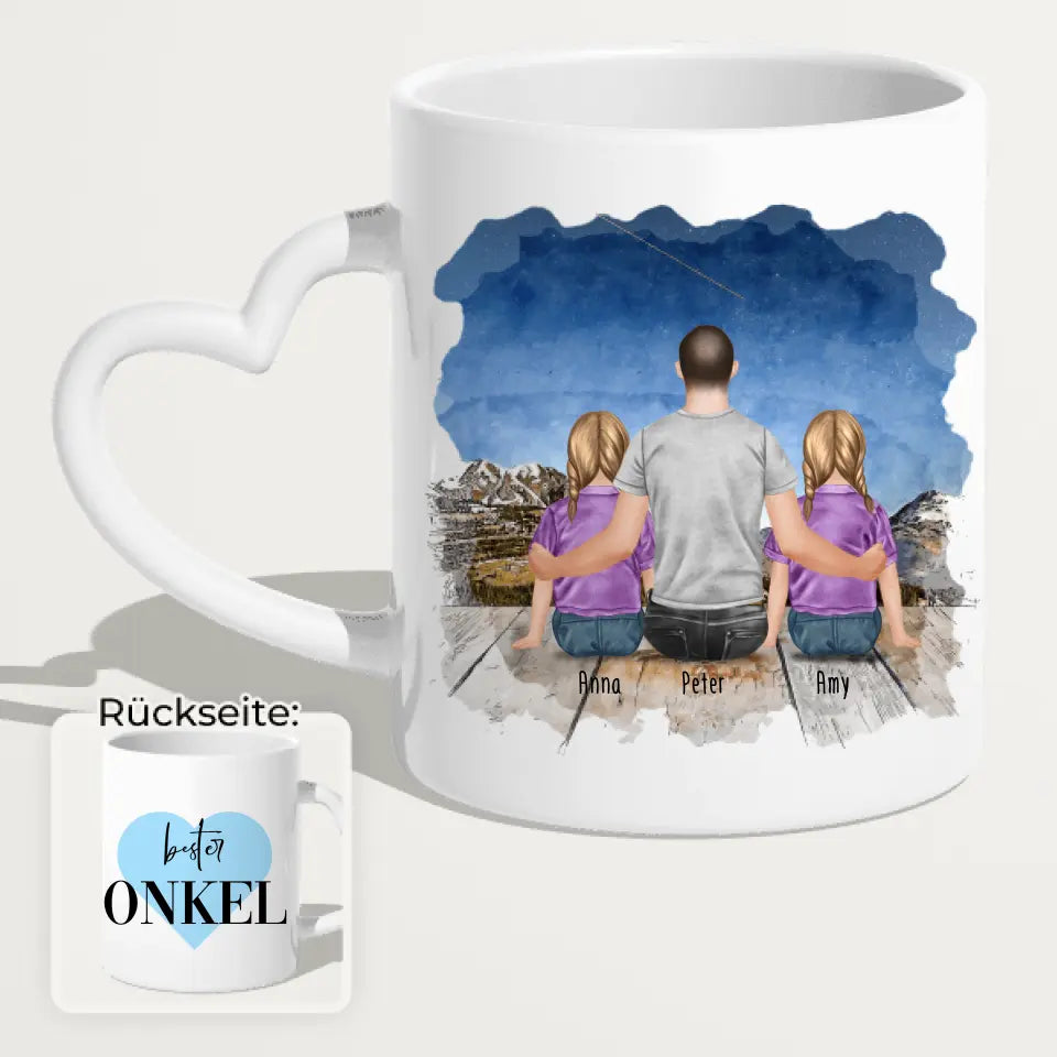 Personalisierte Tasse - 2 Kinder + 1 Mann - Bester Onkel