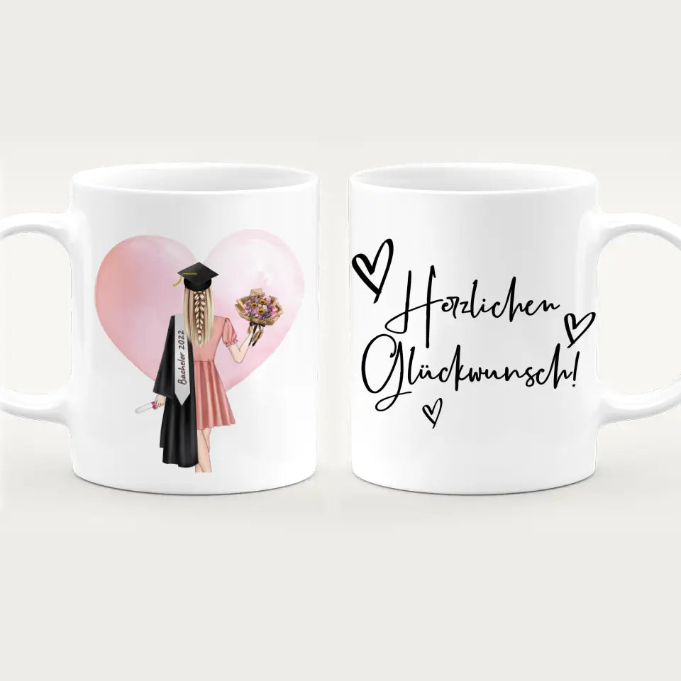 Personalisierte Tasse - Bachelor/Master/Abi/Schulabschluss Geschenk (1 Frau)