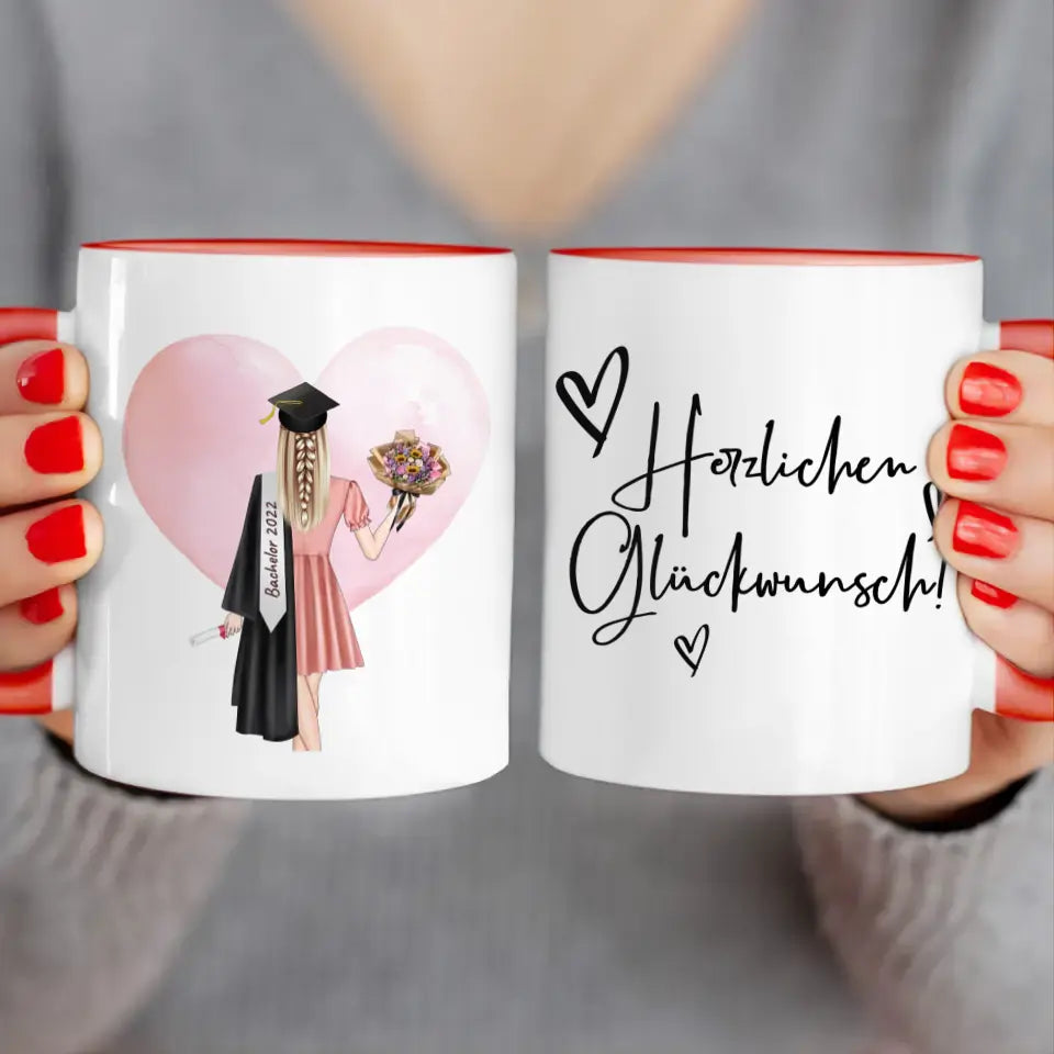 Personalisierte Tasse - Bachelor/Master/Abi/Schulabschluss Geschenk (1 Frau)