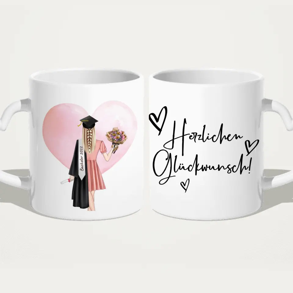 Personalisierte Tasse - Bachelor/Master/Abi/Schulabschluss Geschenk (1 Frau)