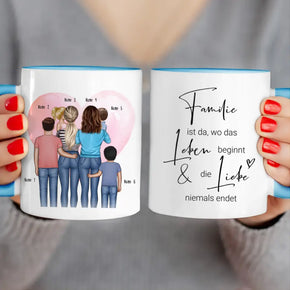 Personalisierte Tasse - Familie (lesbisch/gleichgeschlechtlich) mit 1-4 Kindern