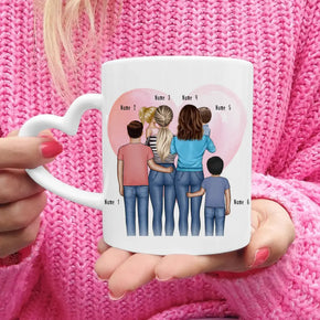 Personalisierte Tasse - Familie (lesbisch/gleichgeschlechtlich) mit 1-4 Kindern