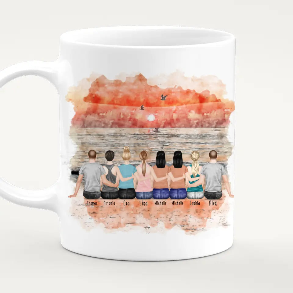 Personalisierte Tasse Beste Freunde (6 Frauen + 2 Männer)