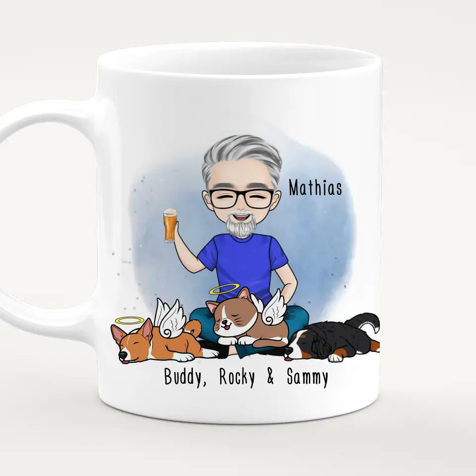 Personalisierte Tasse Hundepapa/Katzenpapa/Tierpapa (1-8 Hunde/Katzen)