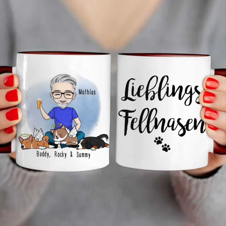 Personalisierte Tasse Hundepapa/Katzenpapa/Tierpapa (1-8 Hunde/Katzen)