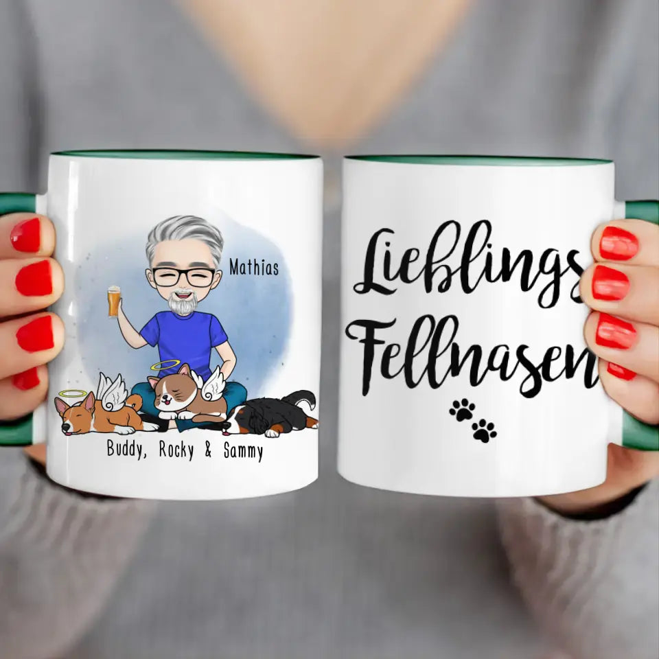 Personalisierte Tasse Hundepapa/Katzenpapa/Tierpapa (1-8 Hunde/Katzen)