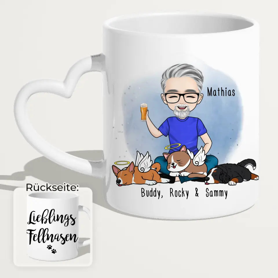 Personalisierte Tasse Hundepapa/Katzenpapa/Tierpapa (1-8 Hunde/Katzen)