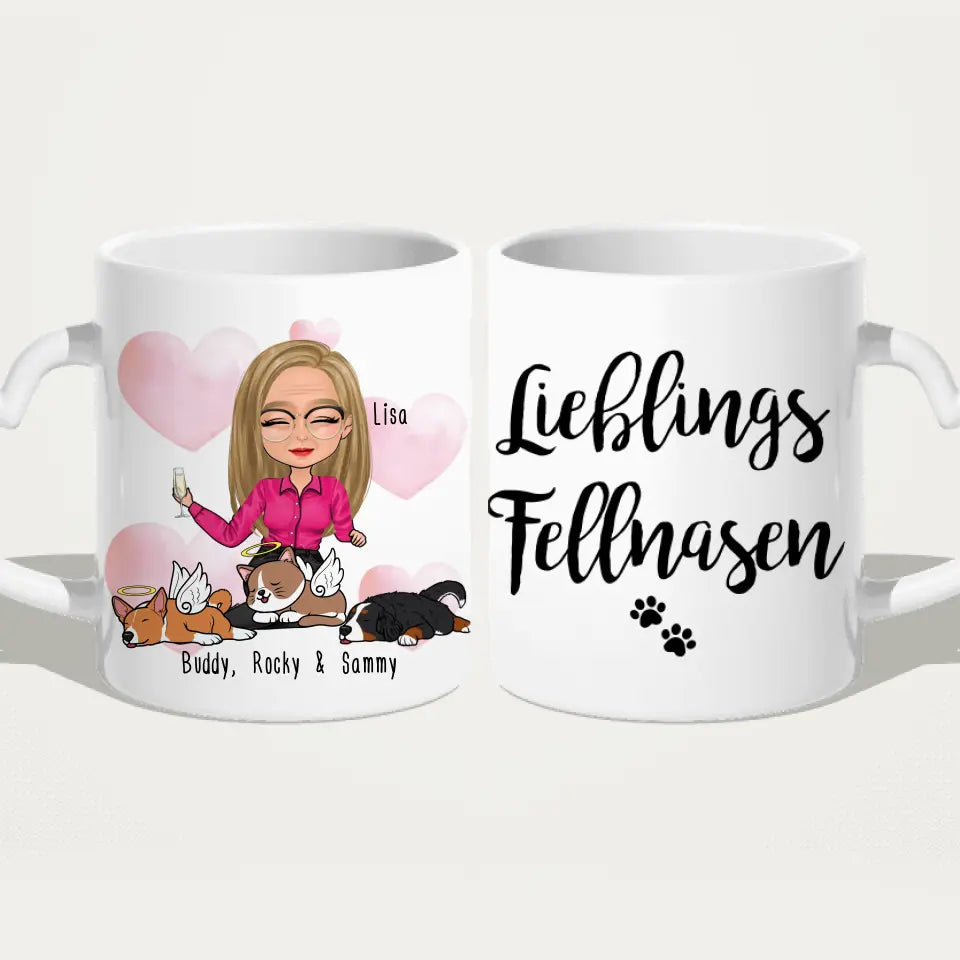 Personalisierte Tasse Hundemama/Katzenmama/Tiermama (1-8 Hunde/Katzen)