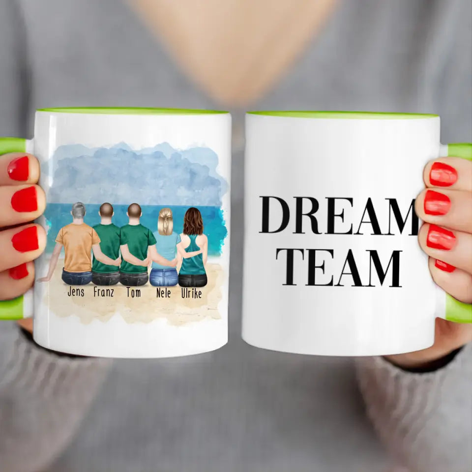 Personalisierte Tasse - 2 Frauen + 3 Männer