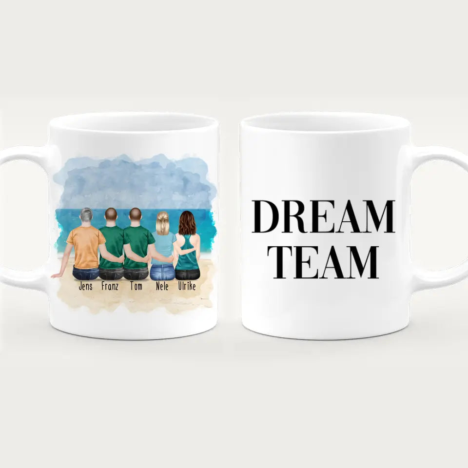 Personalisierte Tasse - 2 Frauen + 3 Männer