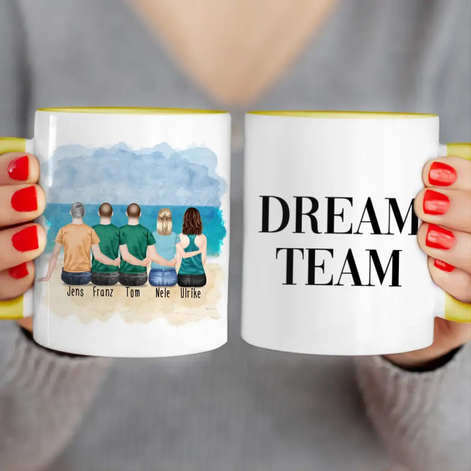 Personalisierte Tasse - 2 Frauen + 3 Männer