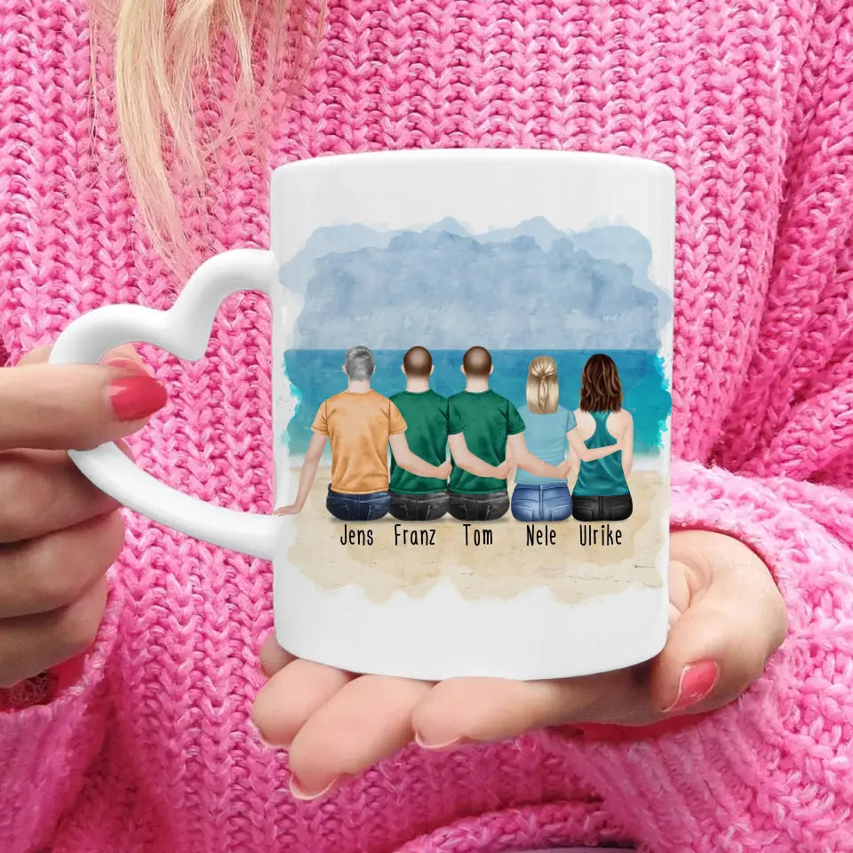 Personalisierte Tasse - 2 Frauen + 3 Männer