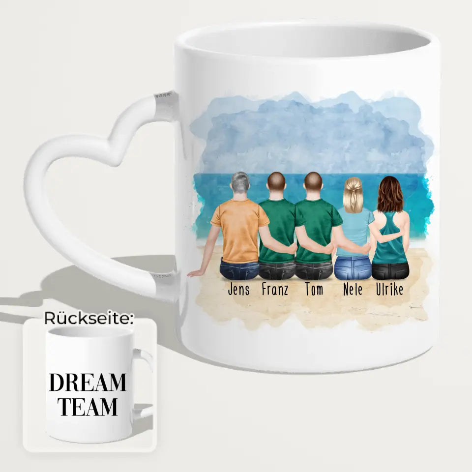 Personalisierte Tasse - 2 Frauen + 3 Männer