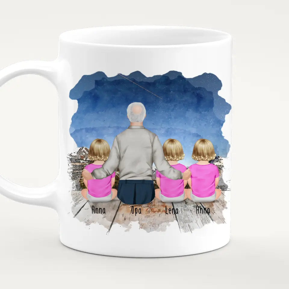 Personalisierte Tasse für Opa (3 Babys + 1 Opa)