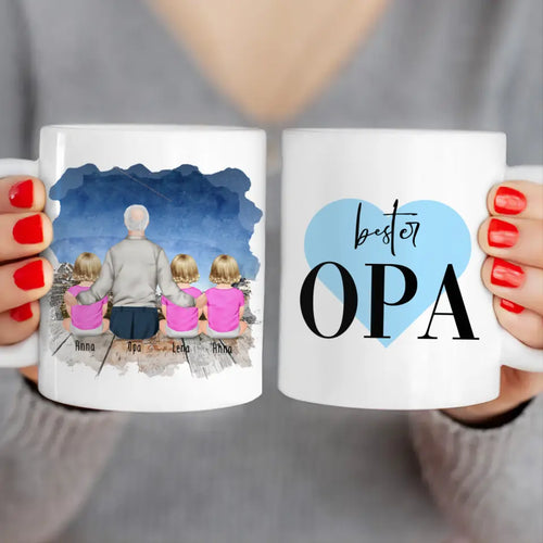 Personalisierte Tasse für Opa (3 Babys + 1 Opa)
