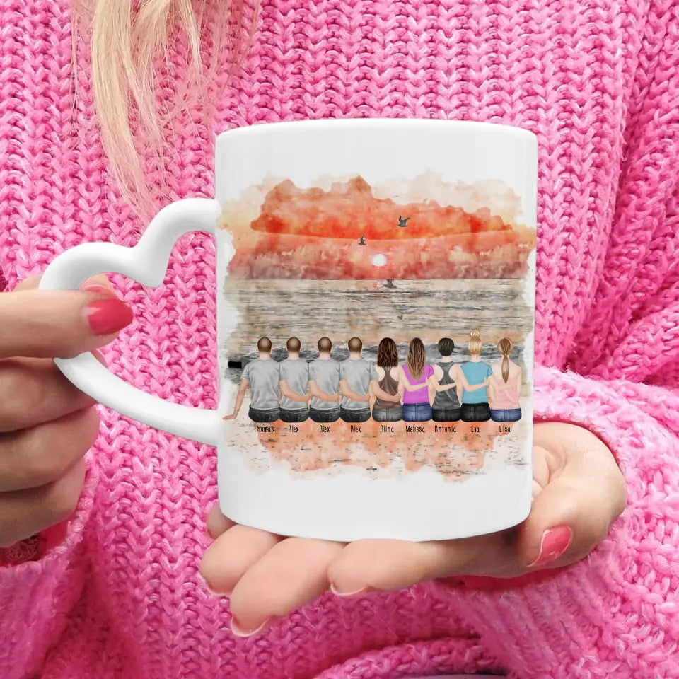 Personalisierte Tasse - Beste Freunde - 5 Frauen + 4 Männer