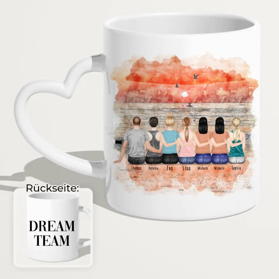 Personalisierte Tasse Beste Freunde (6 Frauen + 1 Mann)