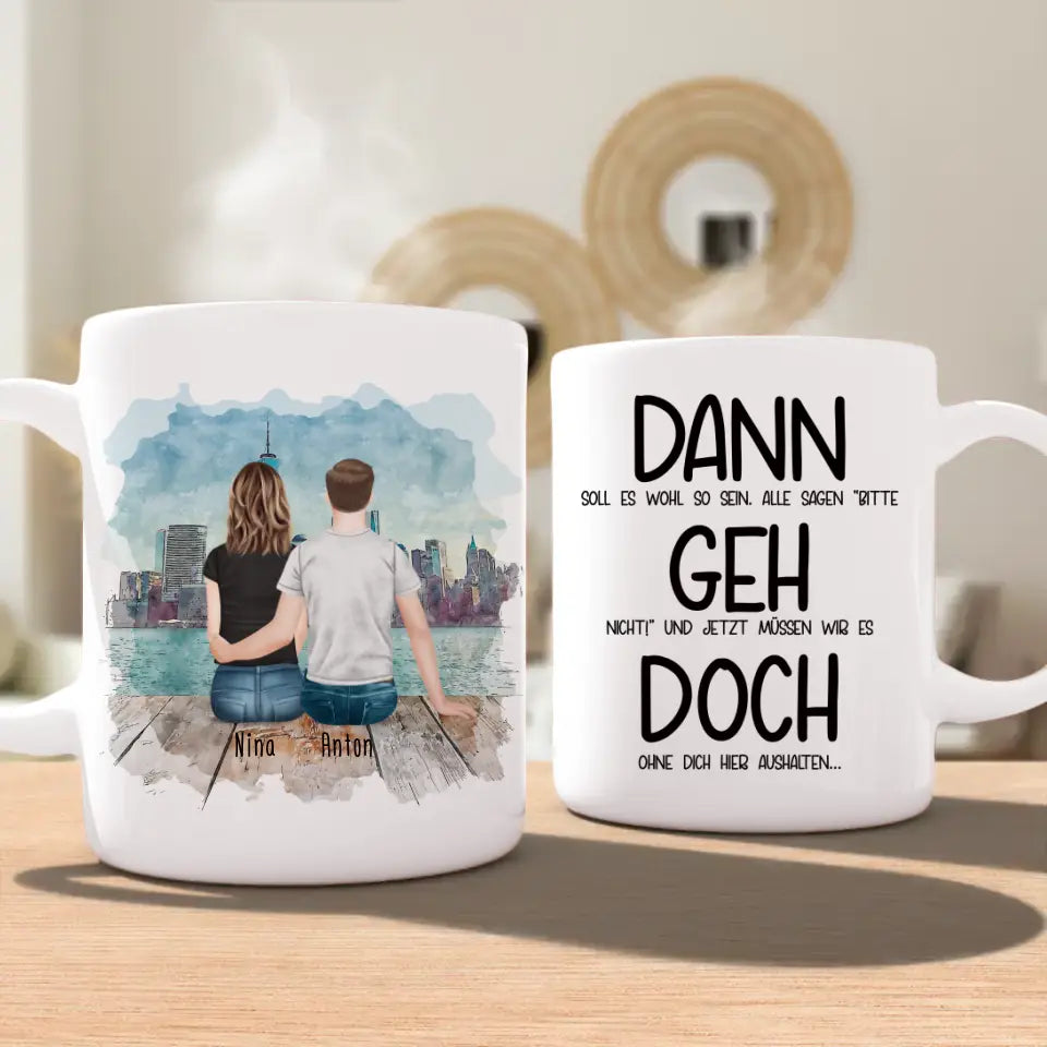 Personalisierte Tasse Kollegen (1 Frau + 1 Mann) - Abschiedsgeschenk