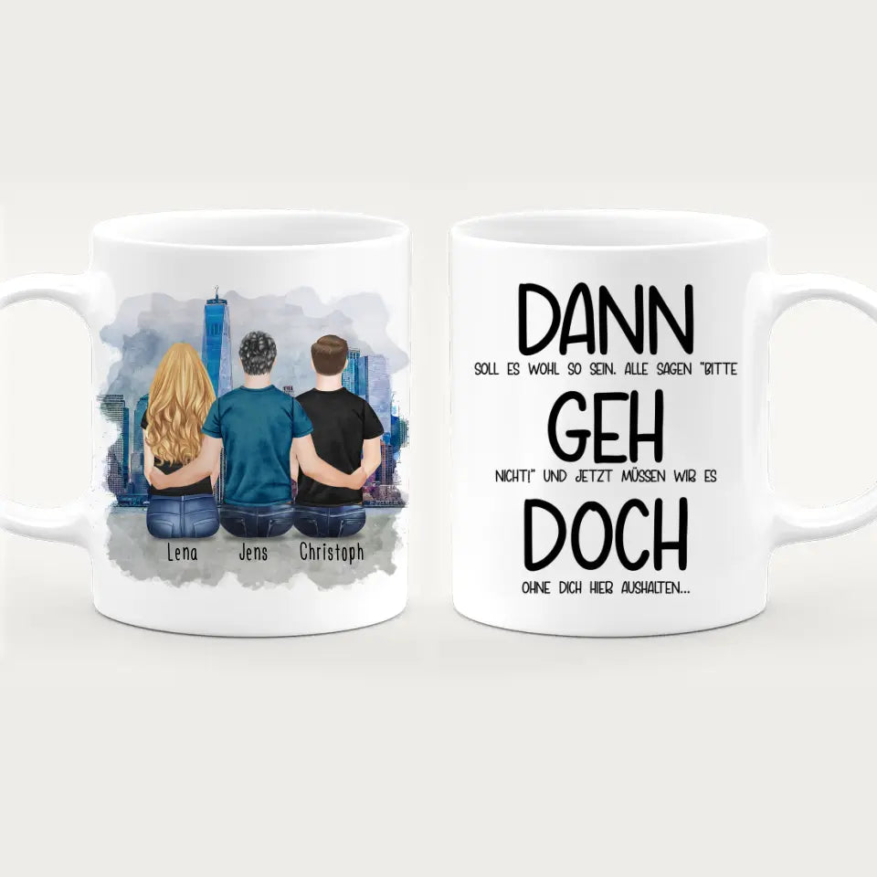 Personalisierte Tasse Kollegen (1 Frau + 2 Männer) - Abschiedsgeschenk