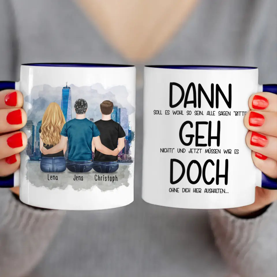 Personalisierte Tasse Kollegen (1 Frau + 2 Männer) - Abschiedsgeschenk