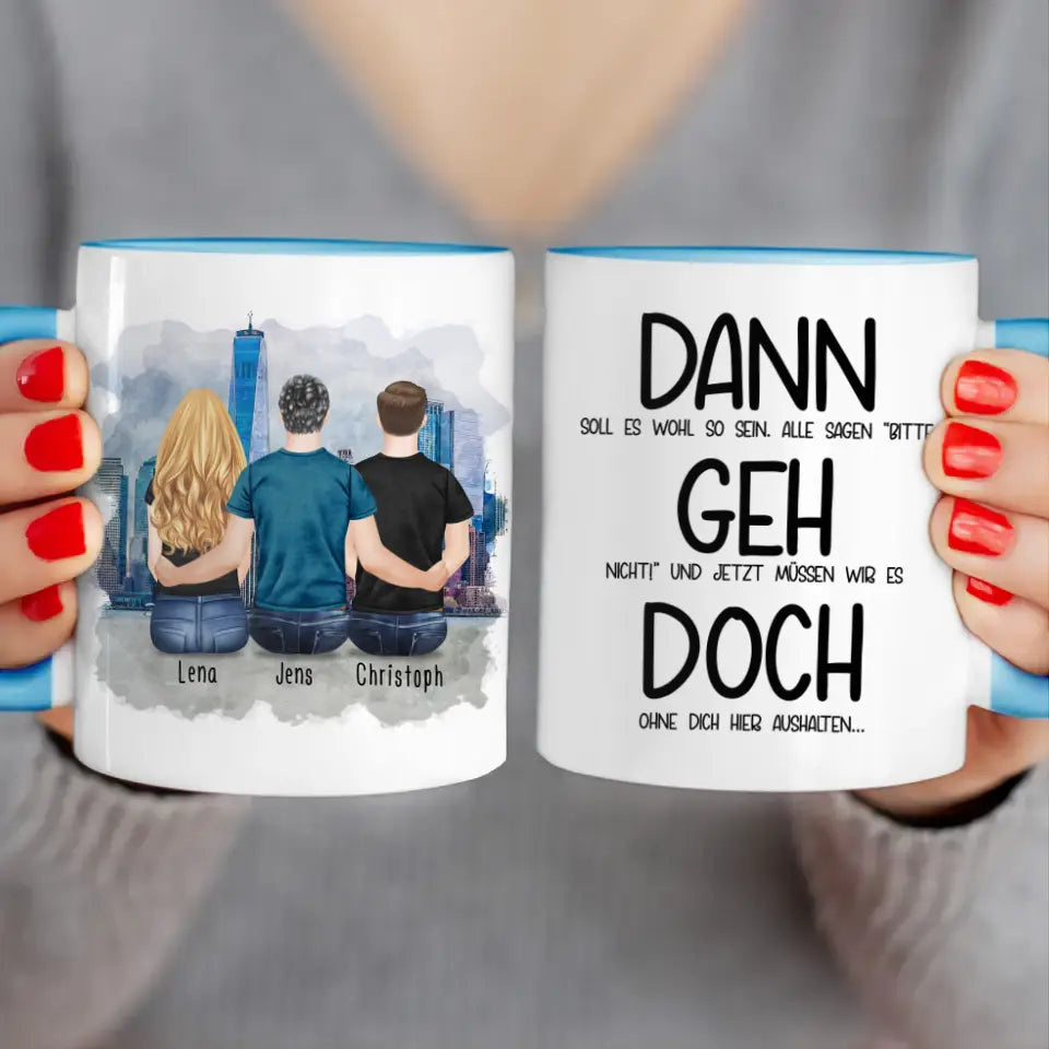 Personalisierte Tasse Kollegen (1 Frau + 2 Männer) - Abschiedsgeschenk