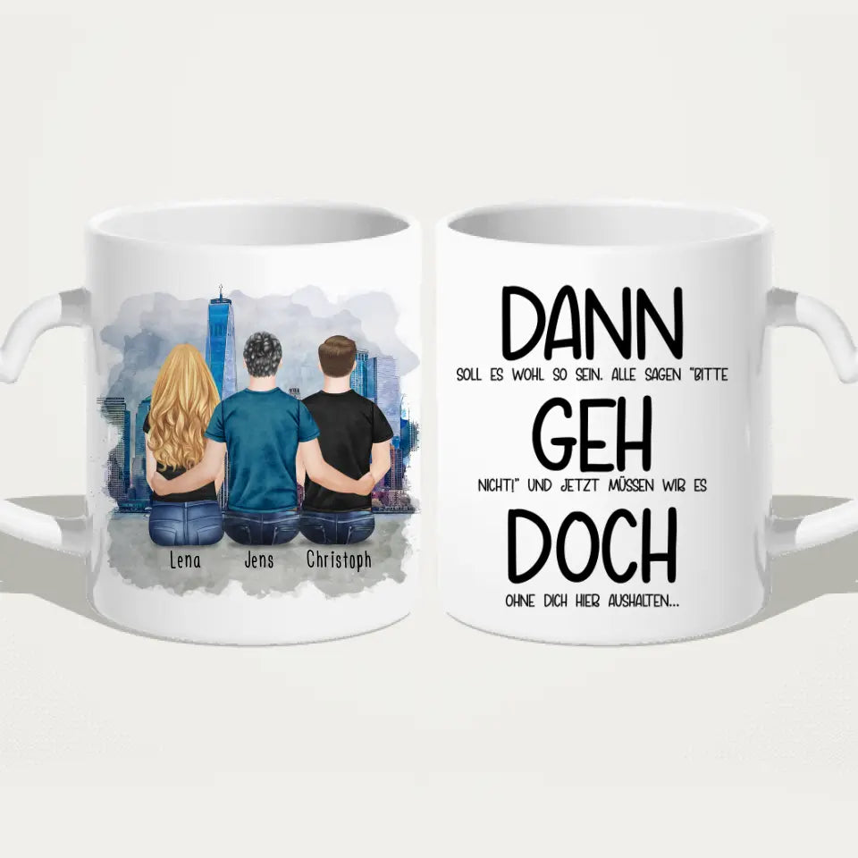 Personalisierte Tasse Kollegen (1 Frau + 2 Männer) - Abschiedsgeschenk