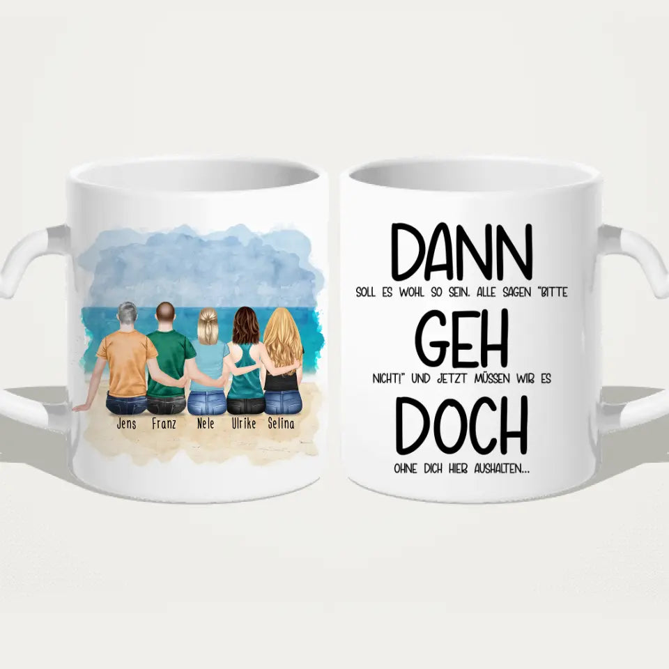 Personalisierte Tasse Kollegen (3 Frauen + 2 Männer) - Abschiedsgeschenk