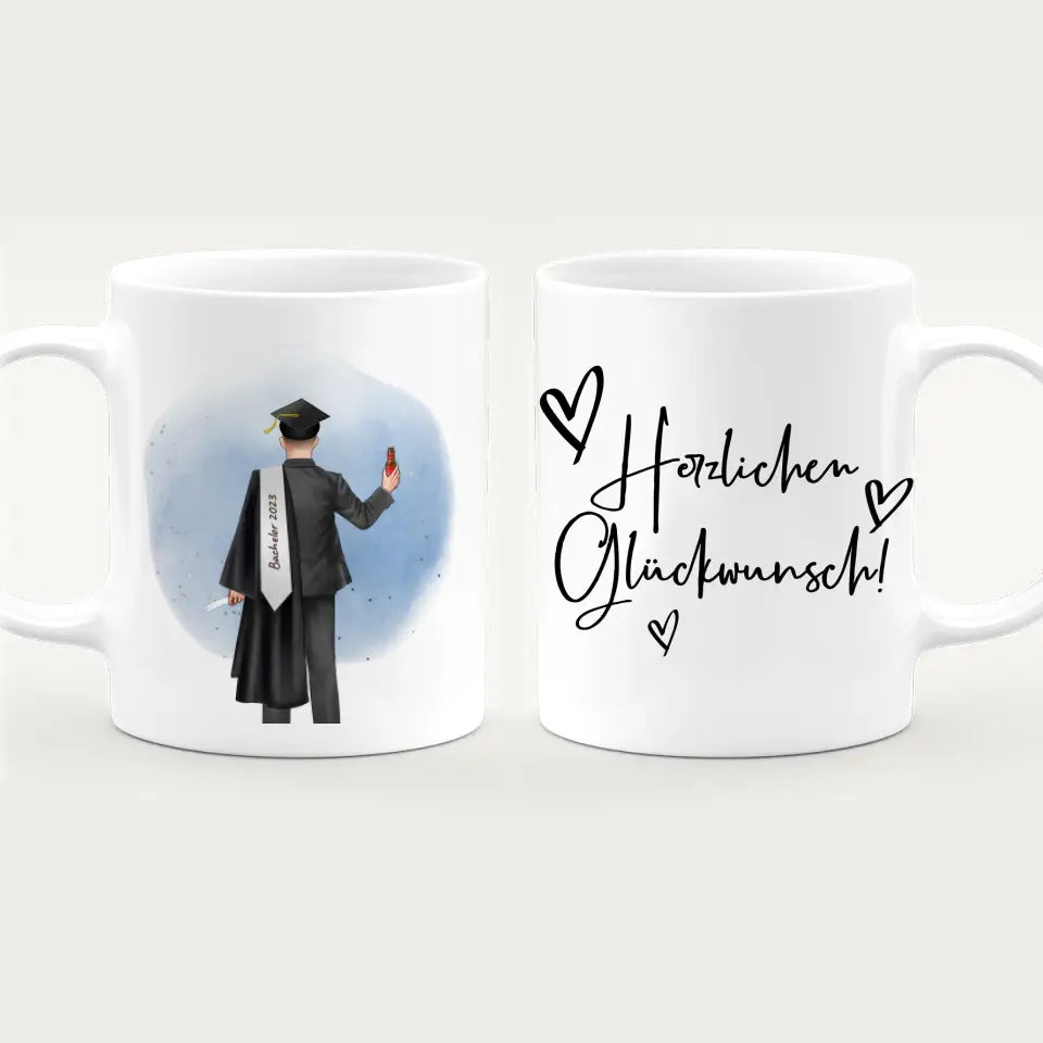 Personalisierte Tasse - Bachelor/Master/Abi/Schulabschluss Geschenk (1 Mann)