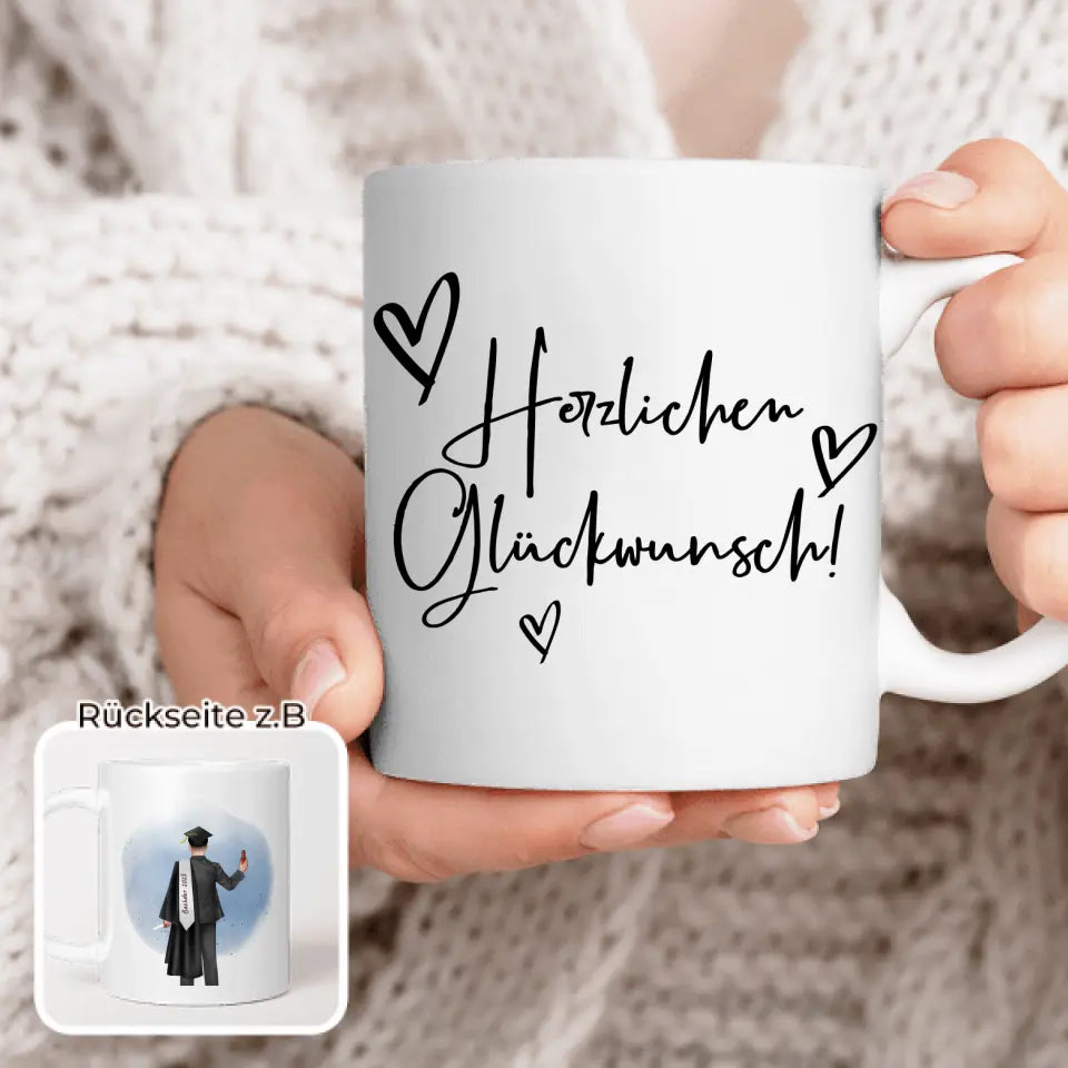 Personalisierte Tasse - Bachelor/Master/Abi/Schulabschluss Geschenk (1 Mann)