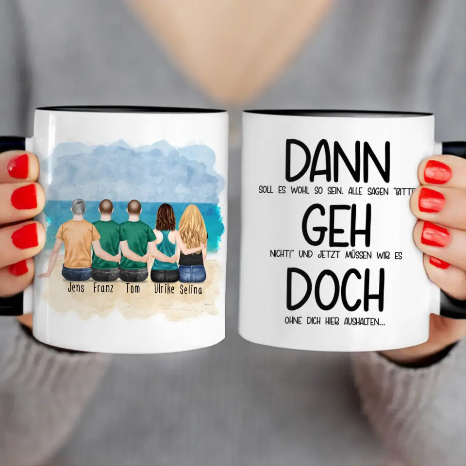 Personalisierte Tasse Kollegen (2 Frauen + 3 Männer) - Abschiedsgeschenk