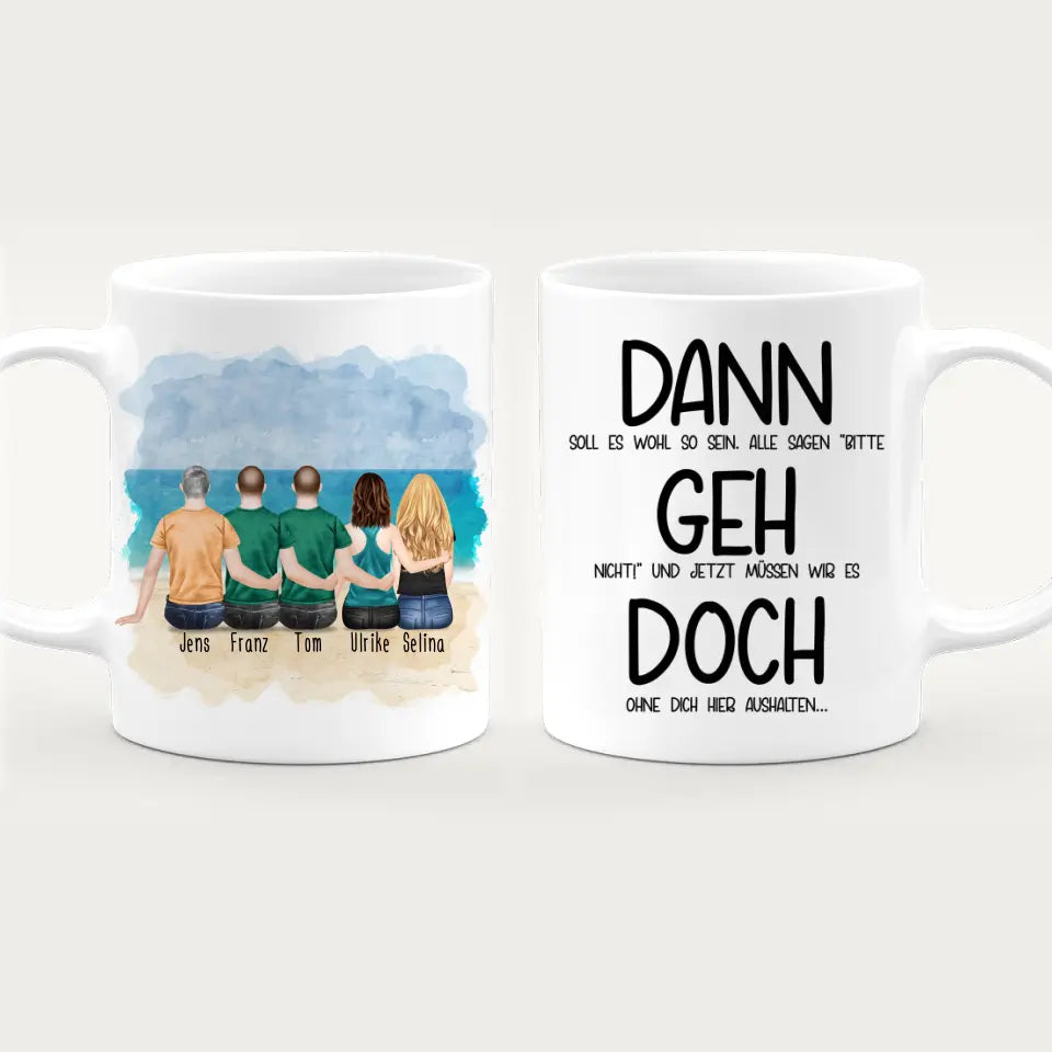 Personalisierte Tasse Kollegen (2 Frauen + 3 Männer) - Abschiedsgeschenk