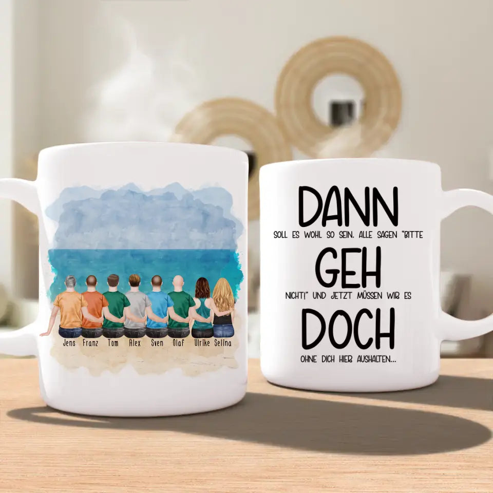 Personalisierte Tasse Kollegen (2 Frauen + 6 Männer) - Abschiedsgeschenk