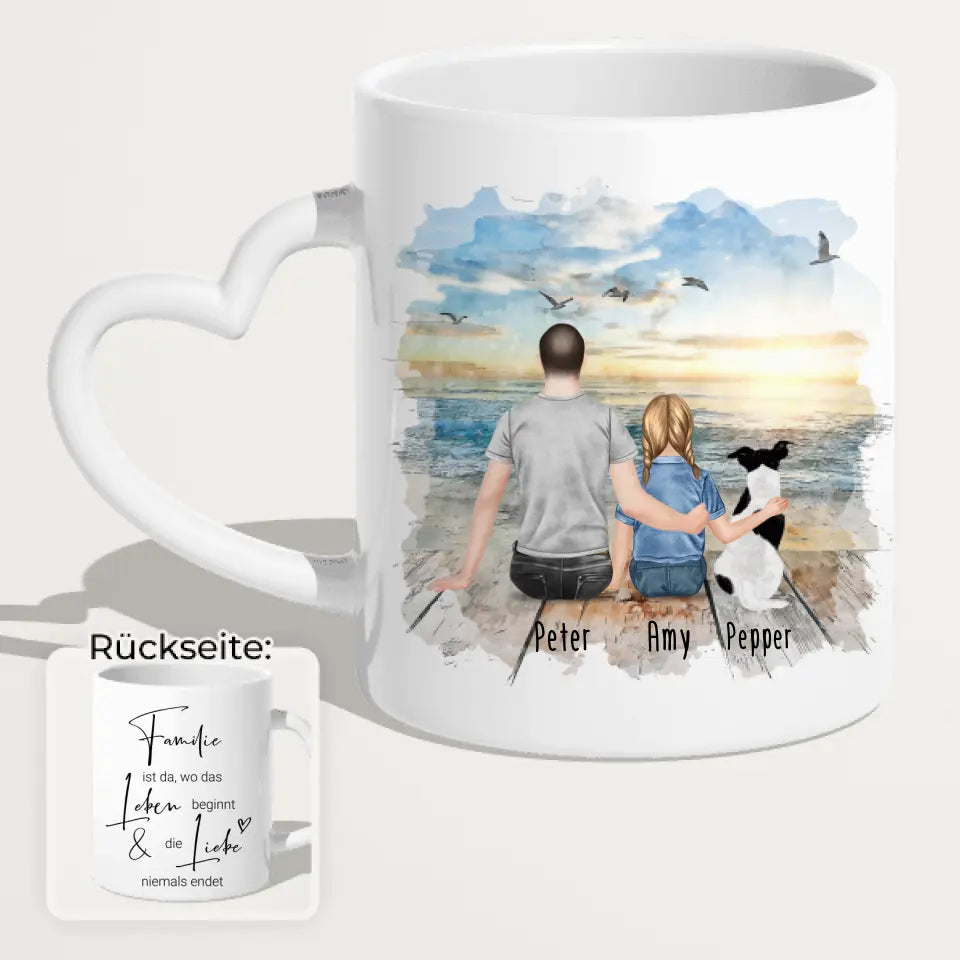 Personalisierte Tasse - 1 Mann + 1 Kind + 1 Hund