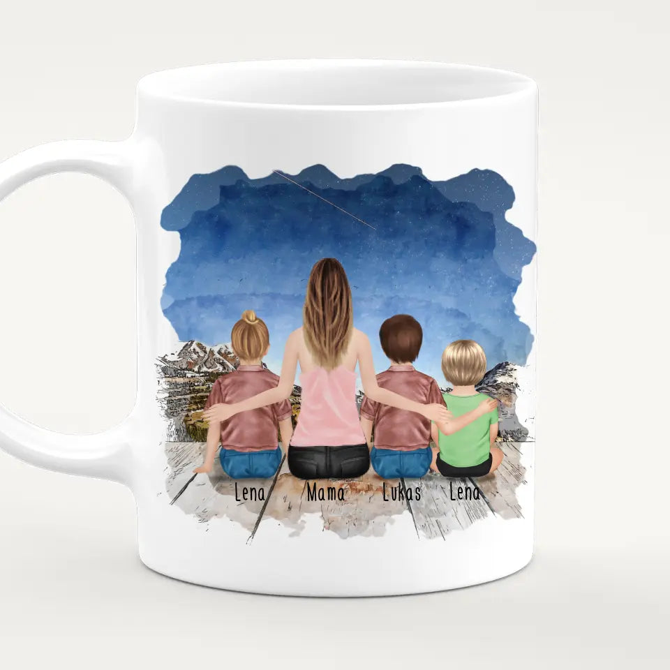 Personalisierte Tasse -  1 Frau + 2 Kinder + 1 Baby