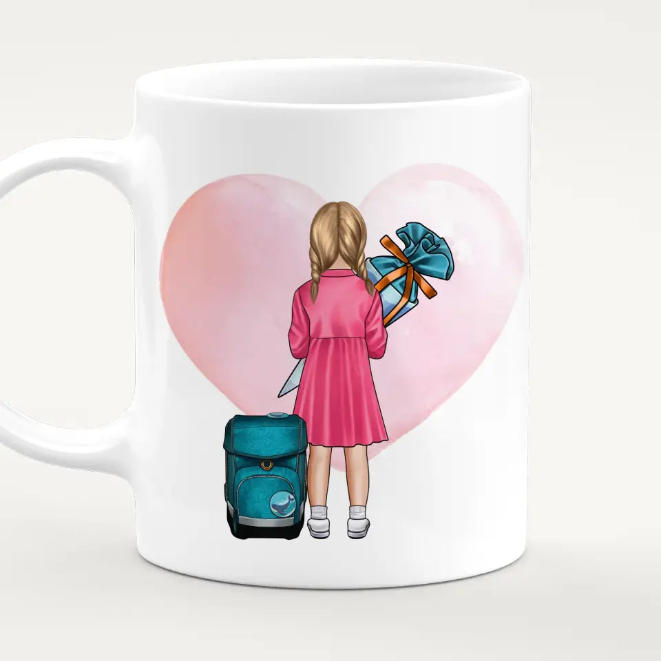Personalisierte Tasse - Geschenk zur Einschulung (1 Mädchen)