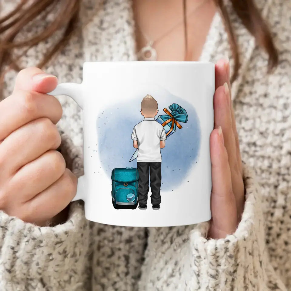 Personalisierte Tasse - Geschenk zur Einschulung (1 Junge)