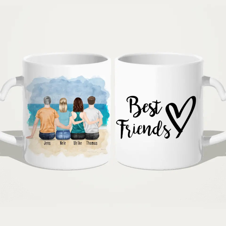 Personalisierte Tasse - Beste Freunde (2 Frauen + 2 Männer)