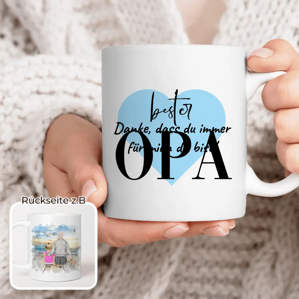 Personalisierte Tasse für Opa (1 Baby + 1 Opa)