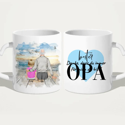Personalisierte Tasse für Opa (1 Baby + 1 Opa)