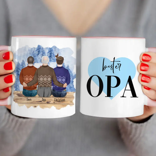 Personalisierte Tasse für Opa (2 Männer + 1 Opa) - Weihnachtstasse