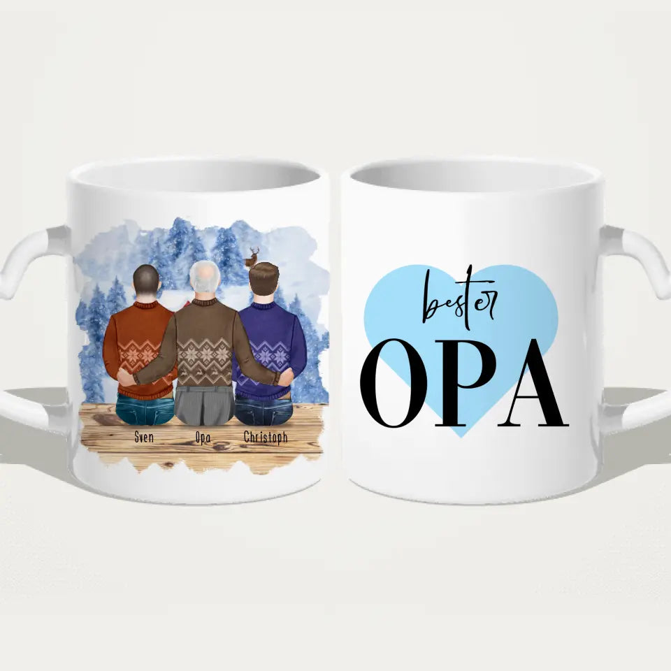 Personalisierte Tasse für Opa (2 Männer + 1 Opa) - Weihnachtstasse